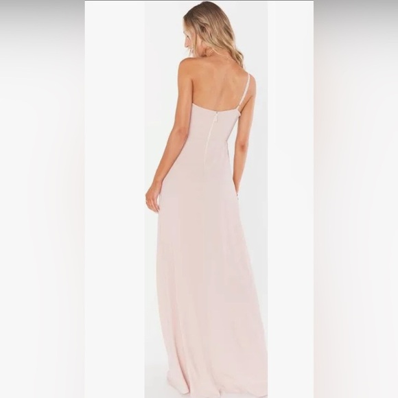 SHOW ME YOUR MUMU Shannon One Shoulder Dress Dusty Blush Crisp Bridesmaid Sz S - Picture 3 of 7